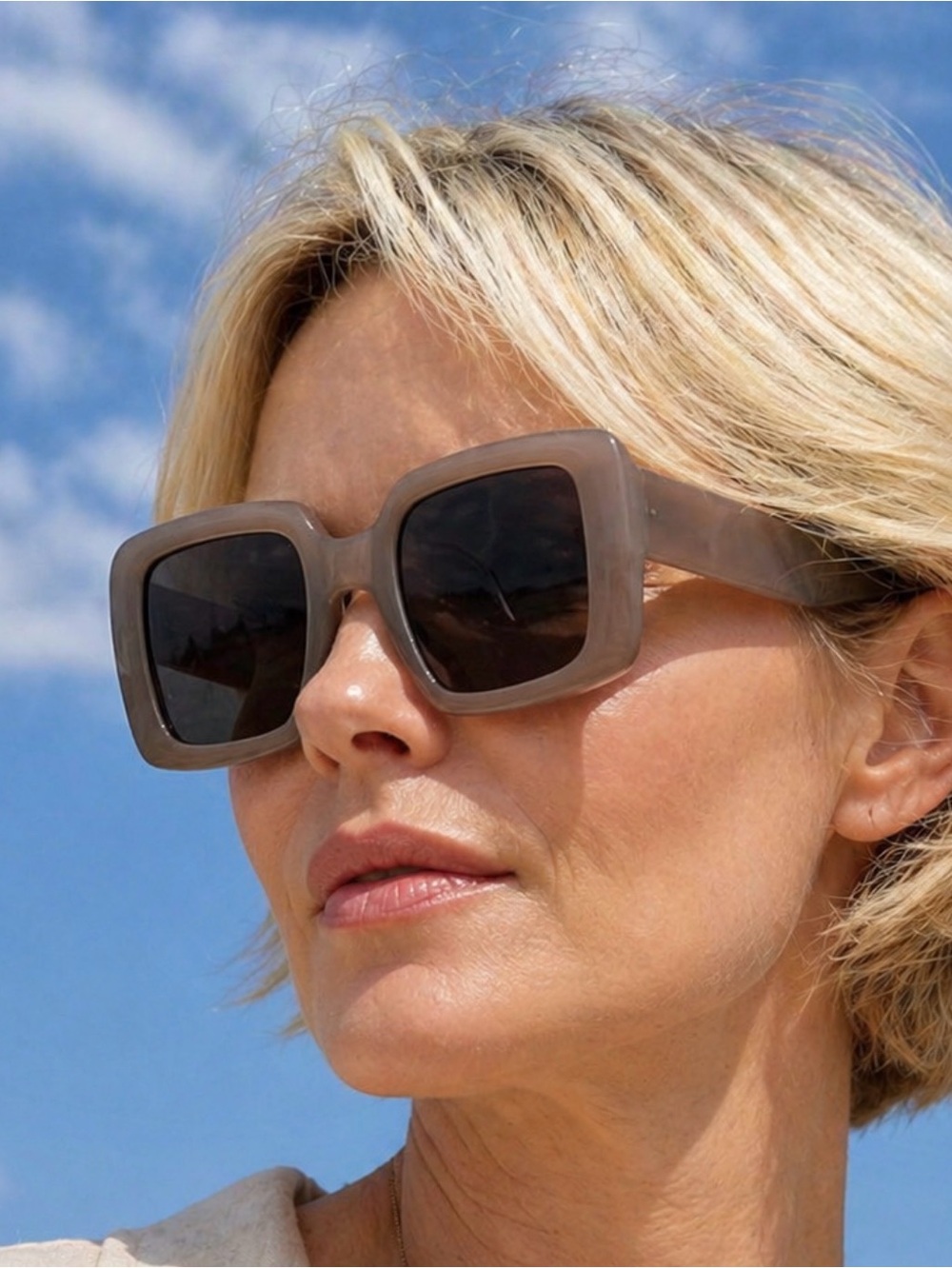 🌞Sunglasses*Ophelia Roe Chic Taupe Statement Sunglasses 400 UV Protection